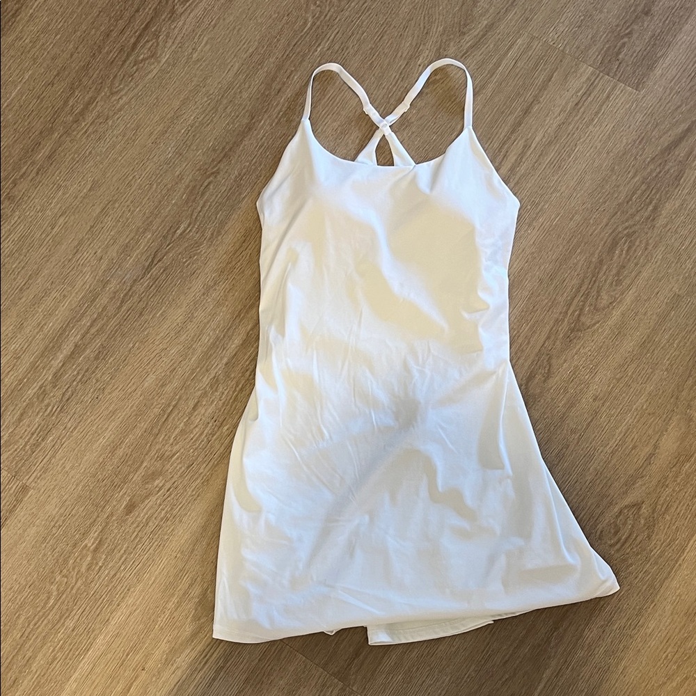 White workout dress with shorts